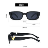 Retro Rectangle Sunglasses Unisex with V-Shaped Foots