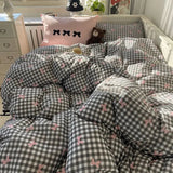 Pink Solid Bedding Set With Duvet Cover & Pillowcases 4 pcs