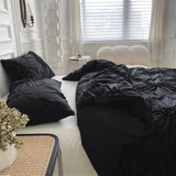 Big Pinch Pleat Duvet Cover Set, Soft Microfiber 3pcs