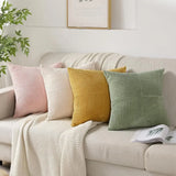 Green Luxury Corduroy Striped Cushion Covers 45x45CM  Clean Vanilla Store