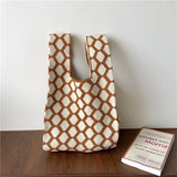 Designer Plaid Woven Shoulder Bag Tote Chic