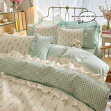 Korean Lace 100% Cotton Duvet Cover Set, 3pcs