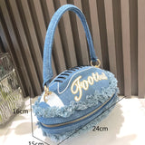 Luxury Designer Denim Ball Shape Evening Clutch Bag