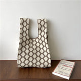 Designer Plaid Woven Shoulder Bag Tote Chic