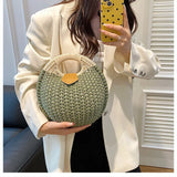 Casual Straw Woven Spherical Handbag for Women