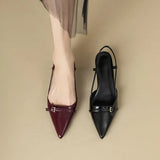 2024 New Summer Red Patent Leather Mid-Heel Sandals