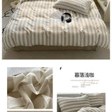 Washed Cotton Crepe Striped Quilt Set with Pillowcases 3-4