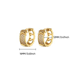 Gold Geometric Pave Zirconia Round Hoop Earrings
