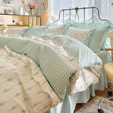 Korean Lace 100% Cotton Duvet Cover Set, 3pcs