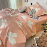 Korean Style Blue Letter Bedding Set for All Sizes 4 pcs