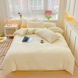 Soft Pink Stripe Queen Duvet Cover Set, 4pcs