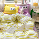 Nordic INS Black Pink Striped Duvet Cover Set 3pcs