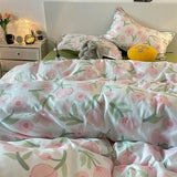 Korean Style Blue Letter Bedding Set for All Sizes 4 pcs