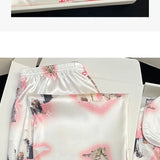 Kawaii Youth Girl's Cute Cat Satin PJs Set  Clean Vanilla Store