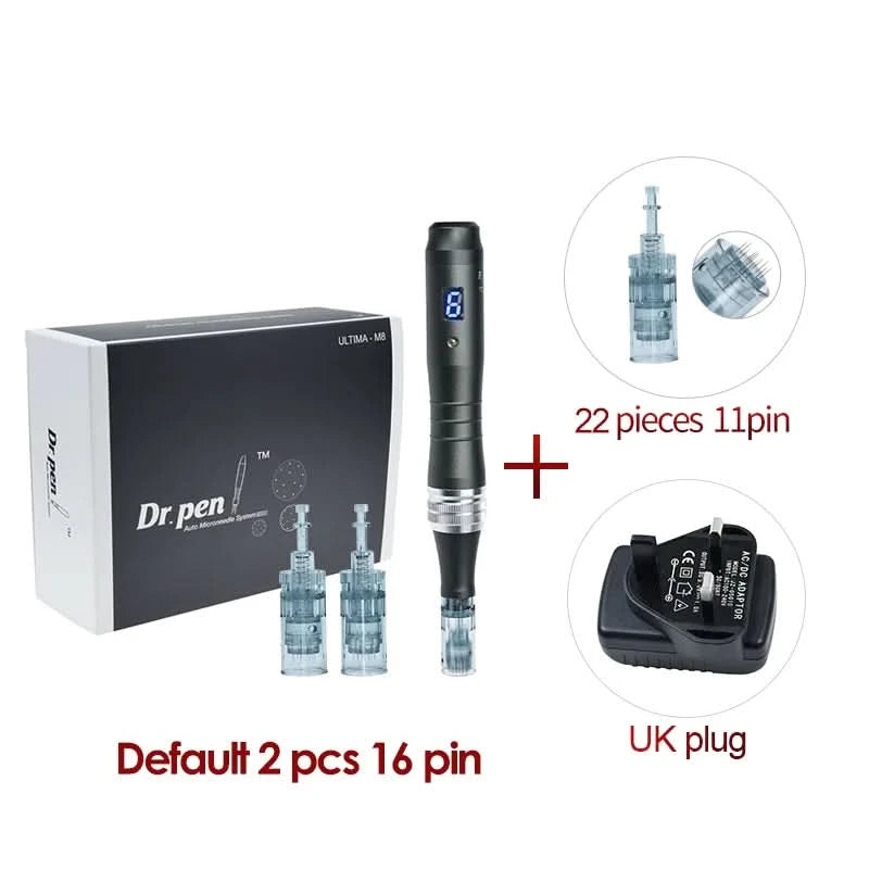 Dr pen Ultima M8 With 22 Cartridge Wireless Derma Microneedle Pen Skincare Kit MTS Treatment Professionals Use Beauty Machine - Clean Vanilla