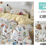 Korean Style Blue Letter Bedding Set for All Sizes 4 pcs