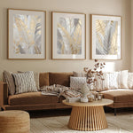 Nordic Gold Feather Canvas Painting Abstract Wall Art  Clean Vanilla Store