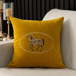 American Hand-Embroidered Cushion Cover Horse Pattern 45cm  Clean Vanilla Store