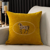 American Hand-Embroidered Cushion Cover Horse Pattern 45cm  Clean Vanilla Store