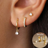 Fashion Stainless Steel Star Drop Earrings Set - 3 Piece