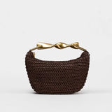 Summer Rattan Half-Moon Beach Straw Shoulder Bag