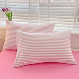Soft Pink Stripe Queen Duvet Cover Set, 4pcs