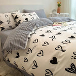 Fashion Plaid Bedding Set Brown Stripe Duvet Cover Queen  Clean Vanilla Store
