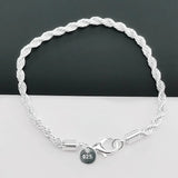New High Quality 925 Sterling Silver Twisted Rope Bracelet