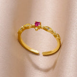 Gold Color Stainless Steel Adjustable Heart Ring