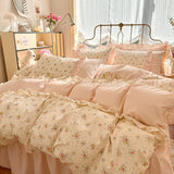 Korean Lace 100% Cotton Duvet Cover Set, 3pcs