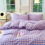 Colorful Cotton Plaid Duvet Cover Set, 3 Pcs