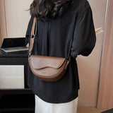 Women Vintage Solid Color Flap Saddle Bag Crossbody