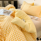 Skin-Friendly Quilt Cover Plaid Duvet Covers Double Side