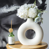 Lifeideas Nordic Style White Ceramic Round Vase  Clean Vanilla Store