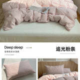 Korean Cotton Pink Stripes Duvet Cover 150x200 Size