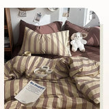 Bedding Set Ins Ambiance Blue Coffee Grid, 4-Piece Set