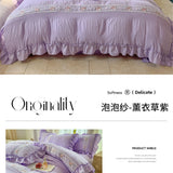 Korean Style Bed Set with Flower Embroidery, 4 pcs