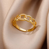 Fashion Gold Color Stainless Steel Ring with Crystal Zircon