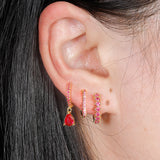 3PCS Water Drop Pendant Hoop Earrings Set for Women