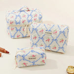 Cute Quilted Cotton Makeup Bag for Women  Clean Vanilla Store