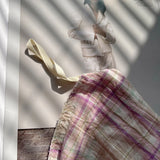Pink Striped Plaid Duvet Cover Set with 2 Pillowcases