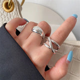 VENTFILLE 925 Sterling Silver Water Droplets Cross Ring
