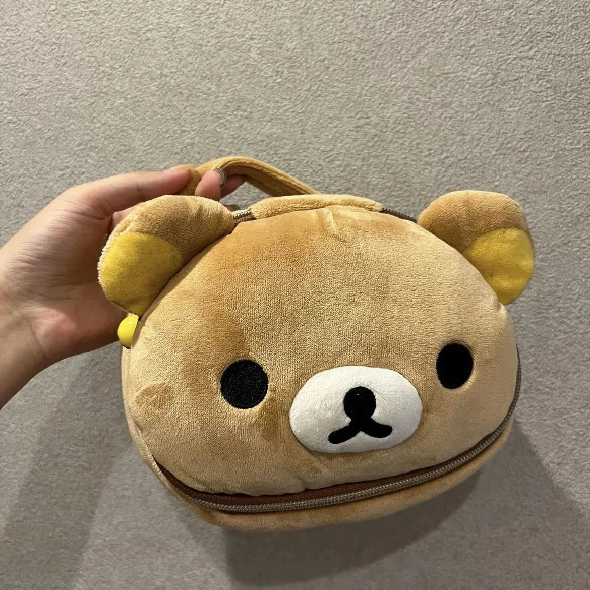 Kawaii Rilakkuma Plush Oval Makeup Bag for Girls