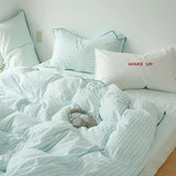 Mint Manbo Rolled Edge Washed Cotton Bed Set