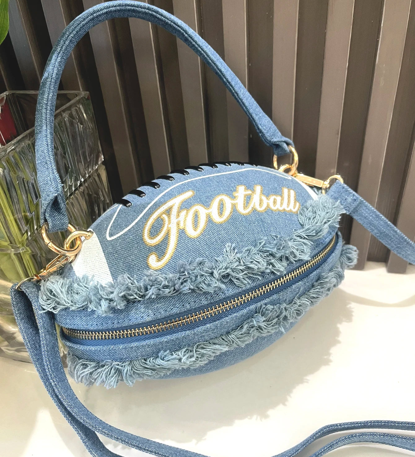 Luxury Designer Denim Ball Shape Evening Clutch Bag