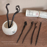 New Women Fashion Simple Black Wood Hairpin