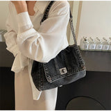 Denim Chain Crossbody Bag for Daily Work & Travel