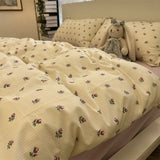 Simple Bedding Set Plaid Queen Duvet Cover Kit 4pcs
