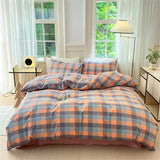 Colorful Cotton Plaid Duvet Cover Set, 3 Pcs