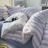 Washed Cotton Crepe Striped Quilt Set with Pillowcases 3-4